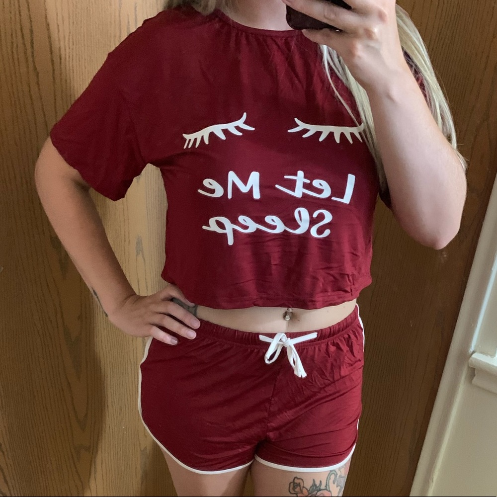 Crop top pajama short set